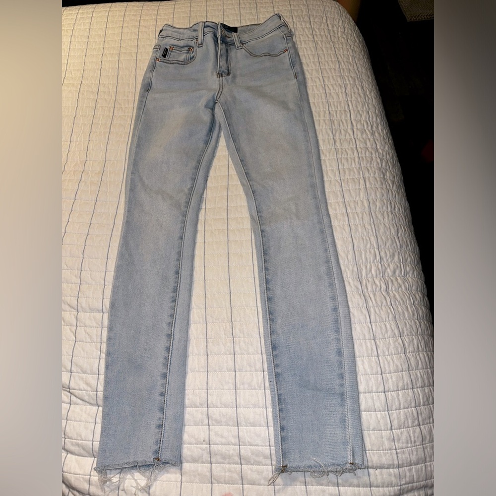 Monkey Ride Jeans Original Vintage Light Wash Skinny‎ Jeans Raw Hem Size 0/24